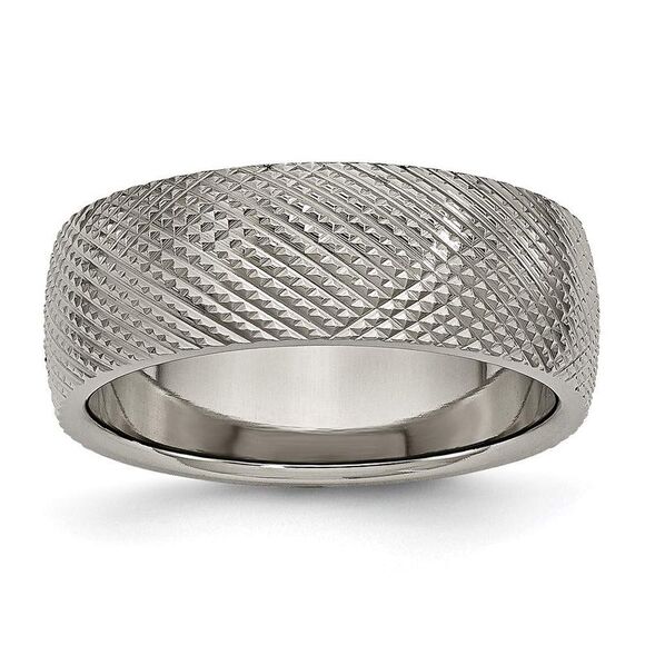 Kazi Luxury Chisel Titanium Polished and Textured 8mm Band - Picture 9 of 9